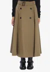Burberry Beige Skirt With Adjustable Belt And Button Closure In Cotton Woman In Brown