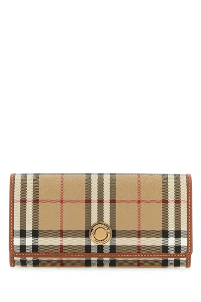 Burberry Check Folding Wallet In Grey
