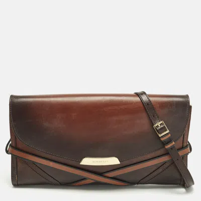 Pre-owned Burberry Abbott Ombre Brown Leather Shoulder Bag