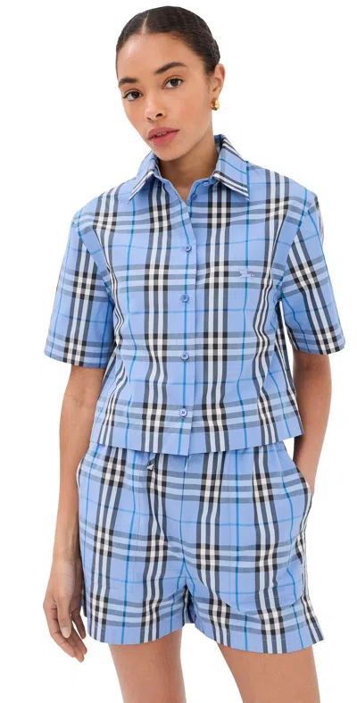 Burberry Abby Check Crop Top Cornflower Blue