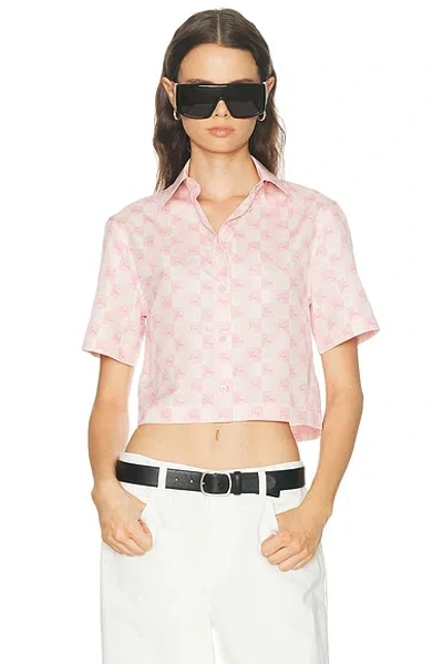 Burberry Abby Short Sleeve Cropped Shirt In Pink
