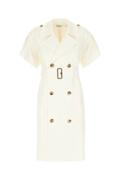 Burberry Trench Dress Viscose Belted Double-breasted Epaulettes In Neutral