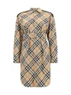 Burberry Waist Belted Shirt Dress With Checked Pattern