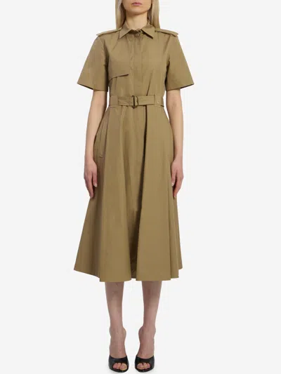 Burberry Cotton Poplin Shirtdress In Green