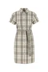 Burberry Check Buckle Short-sleeve Shirtdress In Neutral