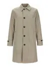 Burberry Long Cotton Double-breasted Coat With Notched Lapel