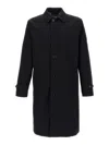 Burberry Collared Coat With Side Pockets And Long Sleeves In Blue