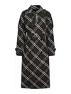 Burberry Snug Check-print Long Trench Coat In Black
