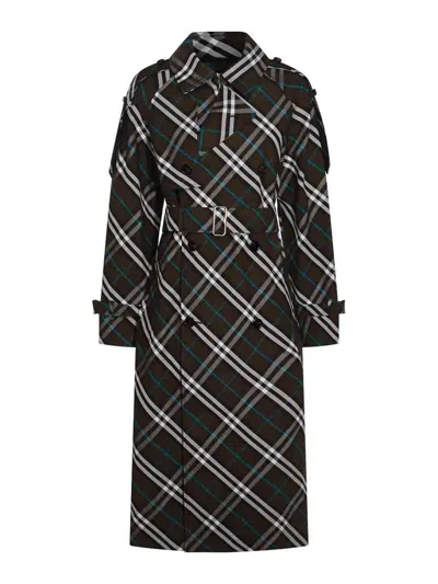 Burberry Snug Check-print Long Trench Coat In Multi