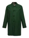 Burberry Reversible Car Coat Check Pattern In Green