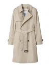 Burberry Mid-length Cotton Blend Trench Coat In Beige