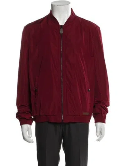 Pre-owned Burberry Abstract Check Bomber Jacket In Red