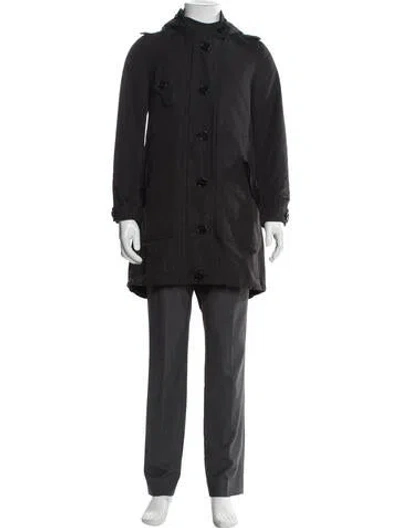 Pre-owned Burberry Abstract Check Parka In Black