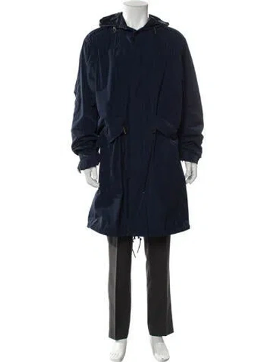 Pre-owned Burberry Abstract Check Parka In Blue