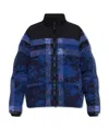 Burberry Abstract Check Pattern Puffer Jacket In Blue