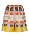 BURBERRY BURBERRY ABSTRACT-CHECK SILK SHORTS WOMAN SHORTS & BERMUDA SHORTS MULTICOLORED SIZE 10 SILK