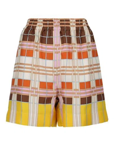 Burberry Abstract-check Silk Shorts Woman Shorts & Bermuda Shorts Multicolored Size 10 Silk In Fantasy