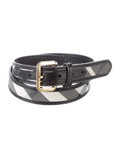 Pre-owned Burberry Abstract Check Skinny Waist Belt In Black/grey