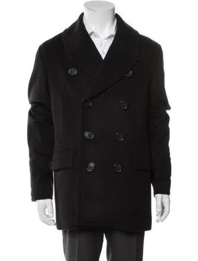 Pre-owned Burberry Abstract Check Virgin Wool Peacoat W/ Tags In Blue