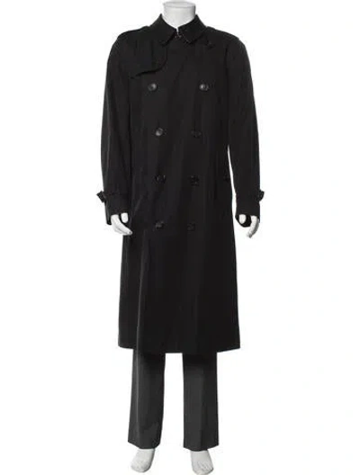 Pre-owned Burberry Abstract Check Wool Trench Coat In Black