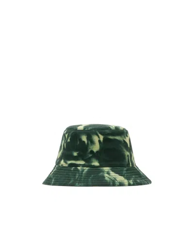 Burberry Abstract-pattern Print Cotton Bucket Hat In Green