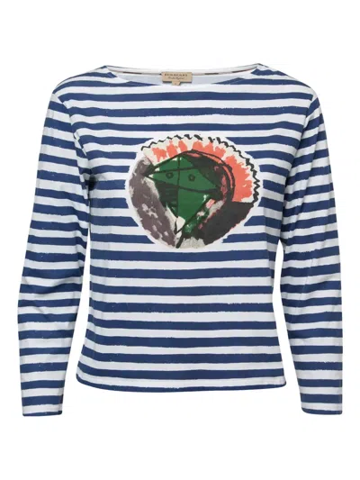 Pre-owned Burberry Abstract-print Striped T-shirt In Blue