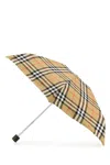 Burberry Womens Check-print Folding Shell Umbrella Sand Ip Check In Sand Ip Check