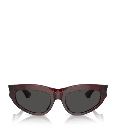 Burberry Dark Grey Cat Eye Ladies Sunglasses Be4425u 411587 55 In Red