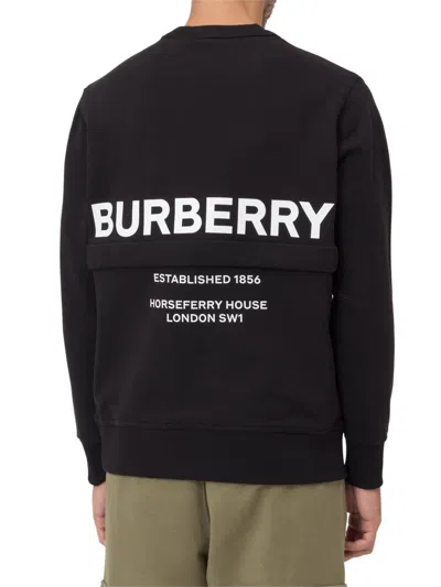 Pre-owned Burberry Acklow Horseferry Print Zip Pocket Black Sweatshirt Size Small