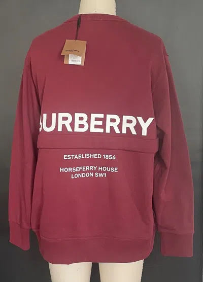 Pre-owned Burberry Acklow Men's Print Red Jersey Sweatshirt, All Sizes, 100% Cotton