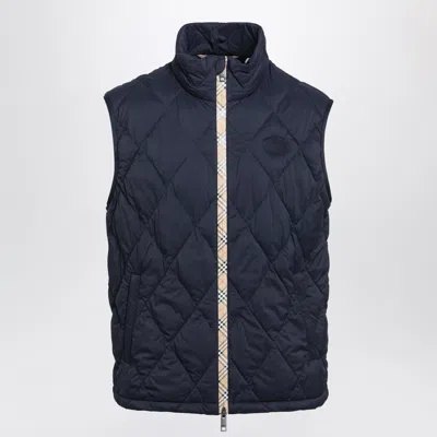 Burberry Acresford Navy Quilted Nylon Gilet In Blue
