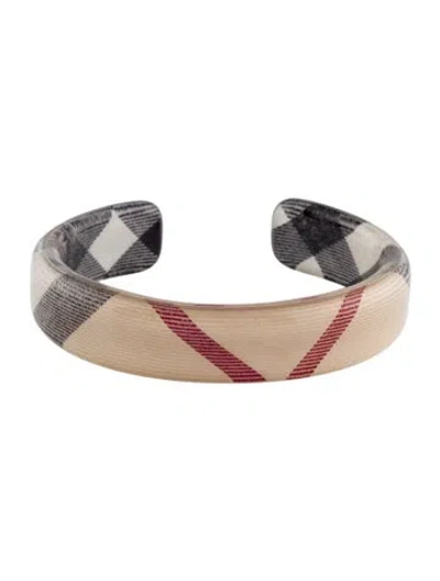 Pre-owned Burberry Acrylic Cuff Bracelet, 6.5" In Multi