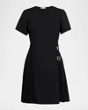 Burberry Ada Pleated Wrap Mini Dress In Black