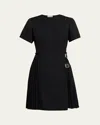 Burberry Ada Pleated Wrap Mini Dress In Black