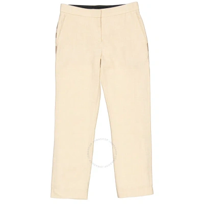 Burberry Addison Wool Silk Linen Stripe Detail Tailored Trousers In Sesame