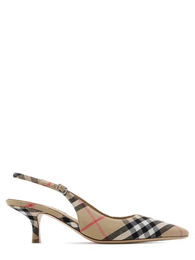 Burberry Adjustable Buckled Strap Pointed Toe Kitten Heel Shoes 5.5cm In Animal Print