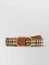 BURBERRY ADJUSTABLE CHECKERED FABRIC BELT WITH GOLD-TONE BUCKLE