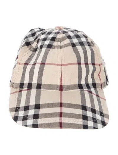 Pre-owned Burberry Adjustable House Check Baseball Hat In Neutrals