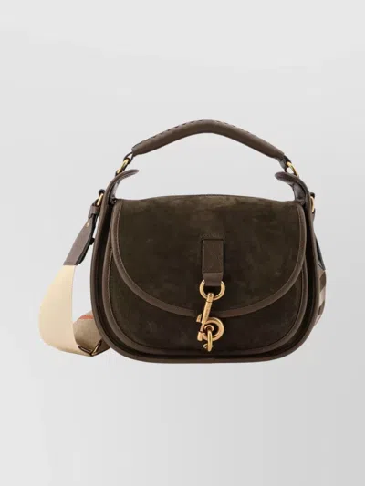 BURBERRY ADJUSTABLE STRAP SUEDE SHOULDER BAG