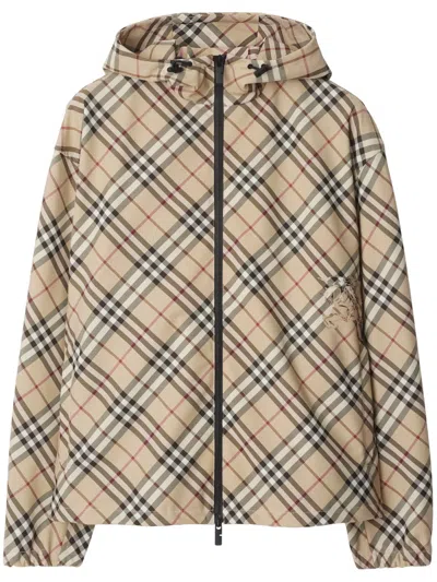 Burberry Alabaster Check Jacket With Hood