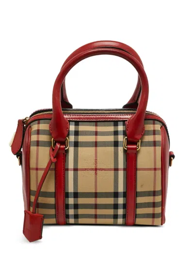 Pre-owned Burberry Alchester Haymarket Check Bowling Bag In Brown