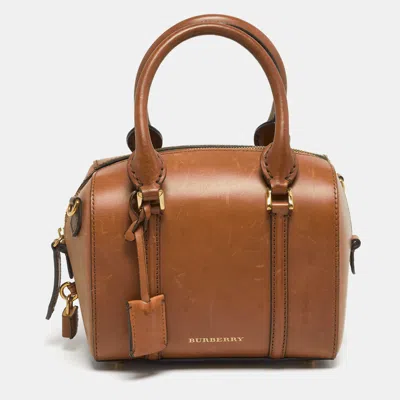 Pre-owned Burberry Alchester Small Tan Leather Bowler Bag In Brown