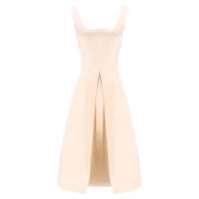 Pre-owned Burberry A-line Silk Midi Dress In White