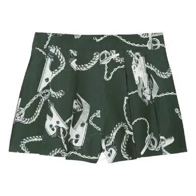 BURBERRY BURBERRY ALL-OVER GRAPHIC PRINT PLEATED SHORTS