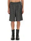 Burberry All Over Print Bermuda Shorts In Black