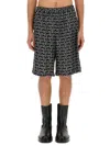 Burberry Printed Silk Bermuda Shorts In Black