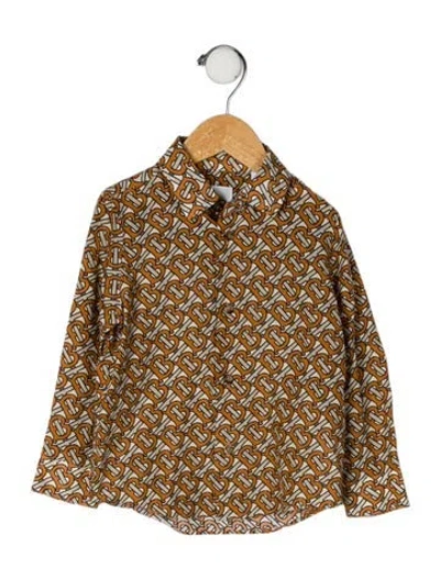Pre-owned Burberry Babies' All Over Print Long Sleeve Shirt In Neutral