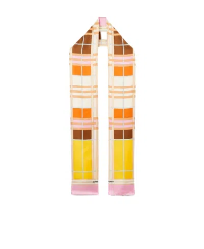 Burberry Check-pattern Silk Scarf In Multi