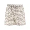 Burberry B Closure Print Silk Shorts In White/silver Tone
