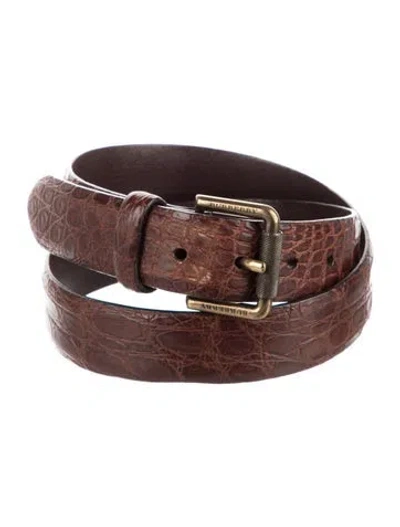 Pre-owned Burberry Alligator Belt In Brown